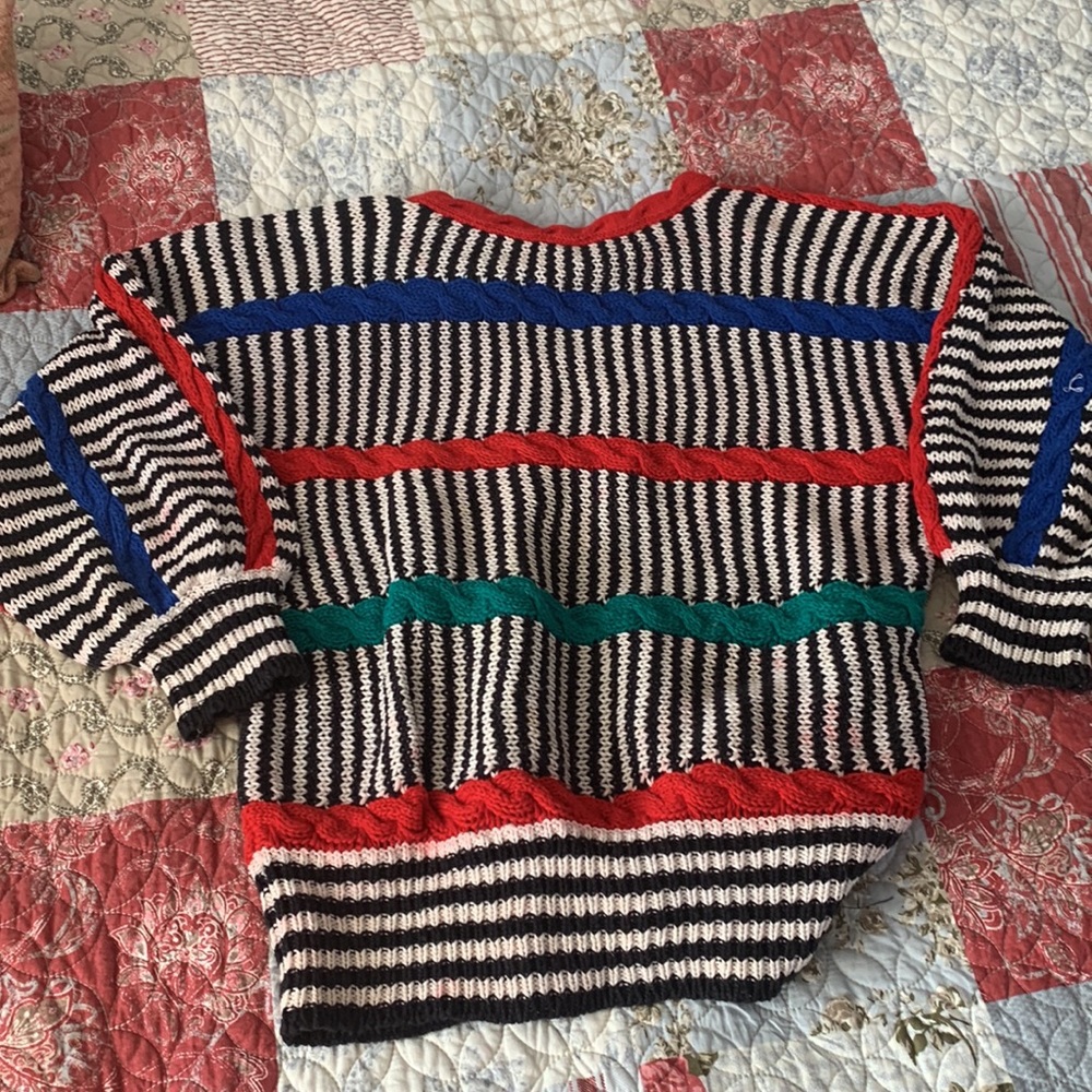 DONATED Vintage Striped Primary Colors Sweater - Picture 7 of 12